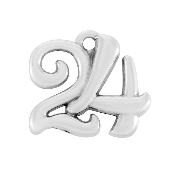 Μεταλλική χάντρα "24" ασημί 2x1,8cm
