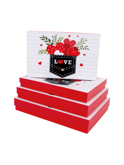 Κουτί χάρτινο ορθογώνιο με καρδιές "Love"