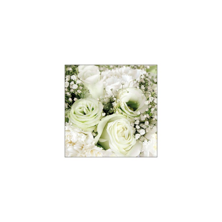 Χαρτοπετσέτα γάμου με μπουκέτο τριαντάφυλλα 33x33cm