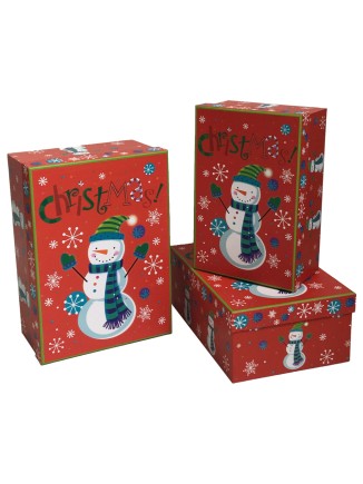 Χριστουγεννιάτικο κουτί χάρτινο με σχέδιο χιονάνθρωπο