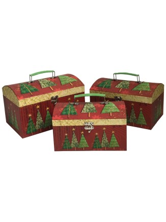 Χριστουγεννιάτικο κουτί βαλιτσάκι με χριστουγεννιάτικα δέντρα