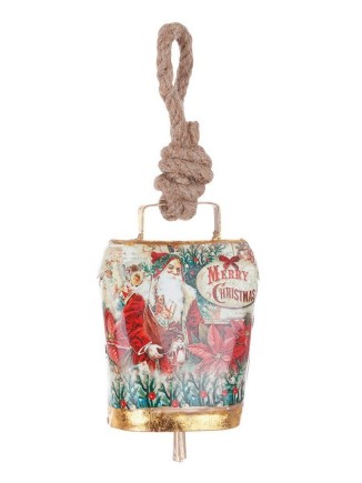 Χριστουγεννιάτικη μεταλλική κουδούνα με σχέδιο άγιο βασίλη 8,5x5x11,5cm
