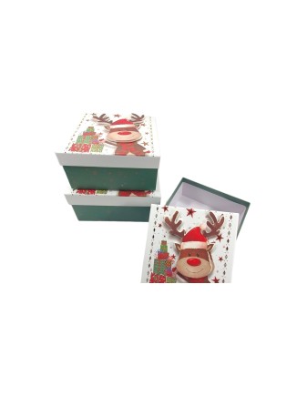 Χριστουγεννιάτικο κουτί χάρτινο με σχέδιο τάρανδο 
