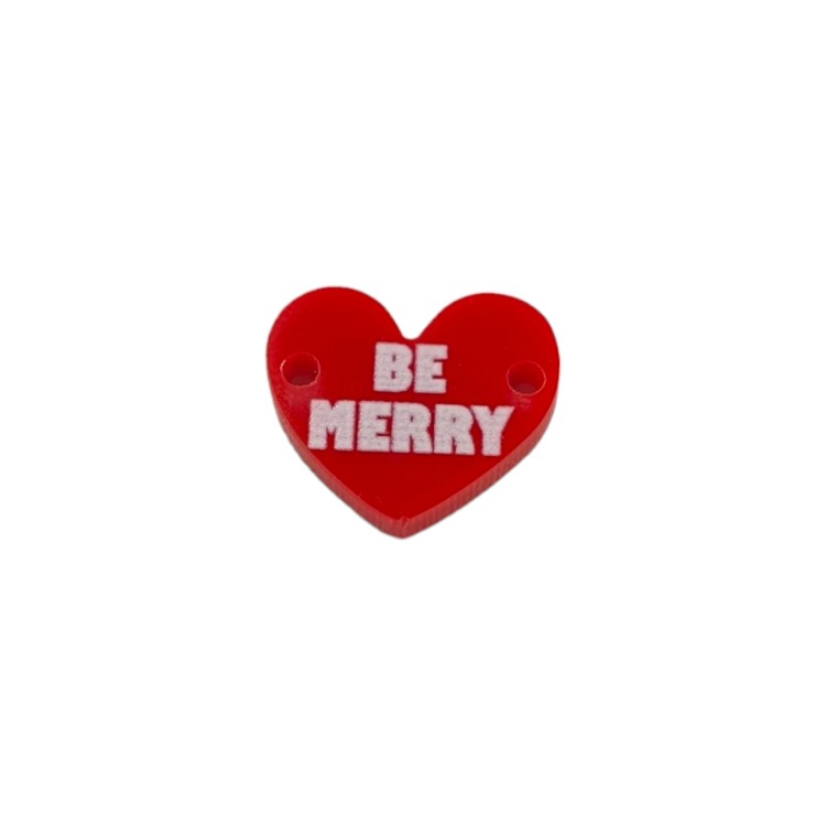Συνθετική χάντρα σε σχήμα καρδιάς "Be Merry"
