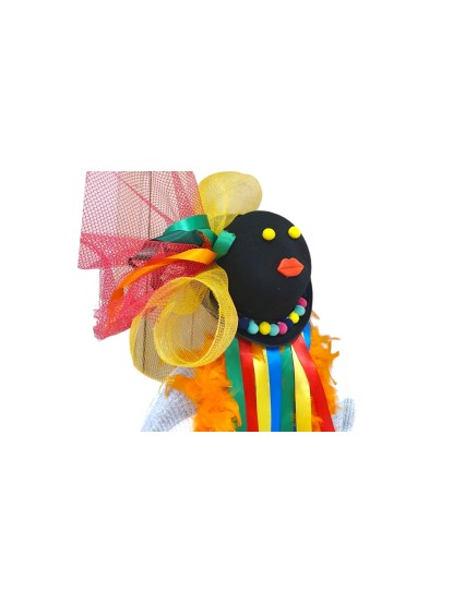 Καρναβαλικό καπέλο χρωματιστό με κορδέλες και δίχτυα