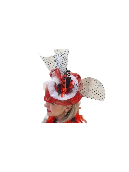 Καρναβαλική στέκα καπέλο κόκκινο με δίχτυα