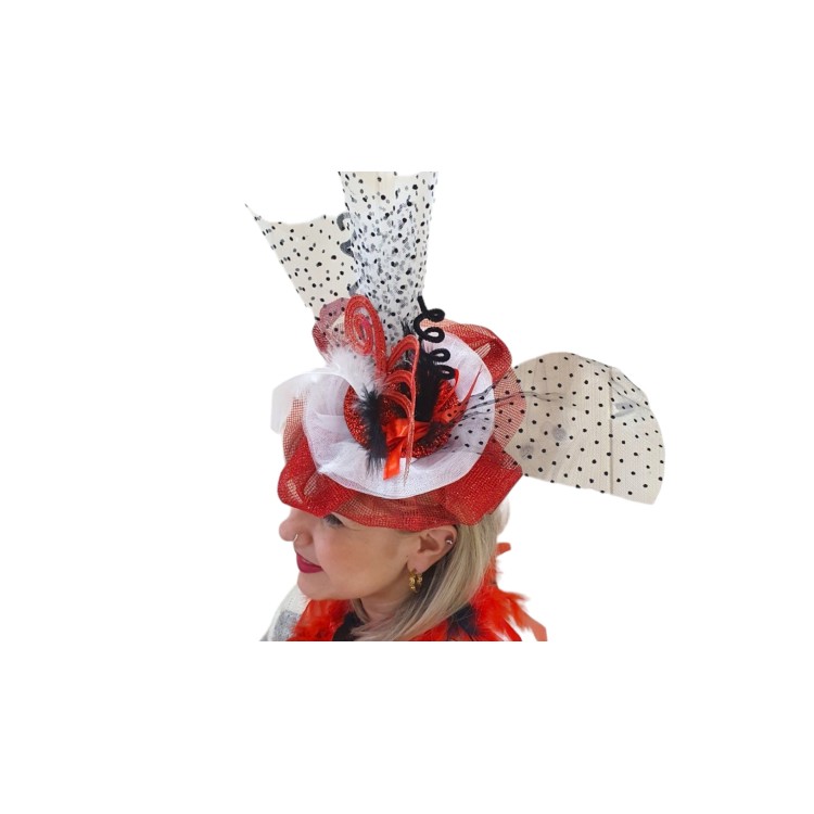 Καρναβαλική στέκα καπέλο κόκκινο με δίχτυα