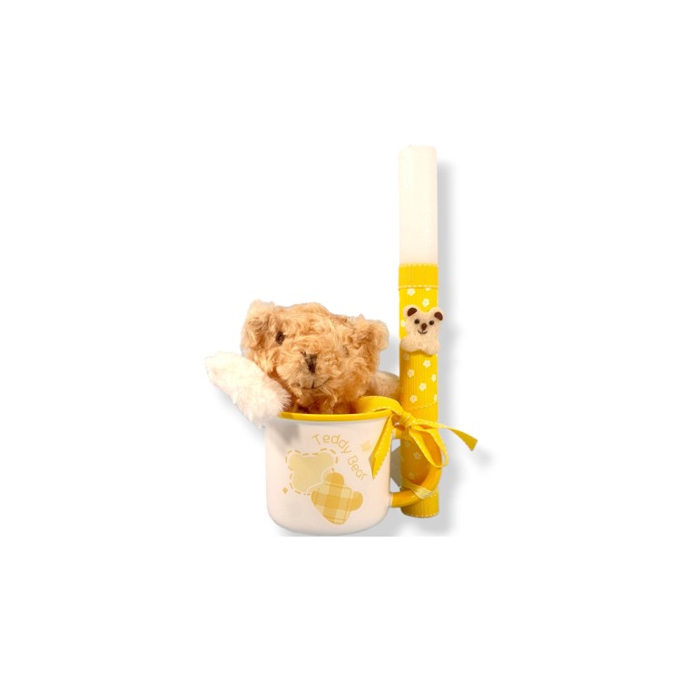 Πασχαλινή λαμπάδα με κούπα "Teddy Bear" και αρκουδάκι λούτρινο