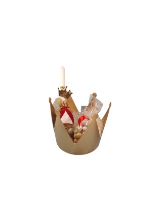 Στέμμα μεταλλικό χρυσό με λαμπάδα με διακοσμητική νεράιδα και πλέξιγκλας κορώνα