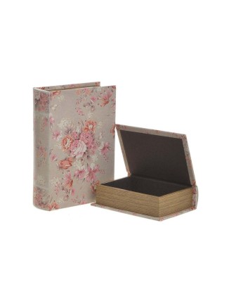 Κουτί βιβλίο με δερματίνη και θέμα λουλούδια