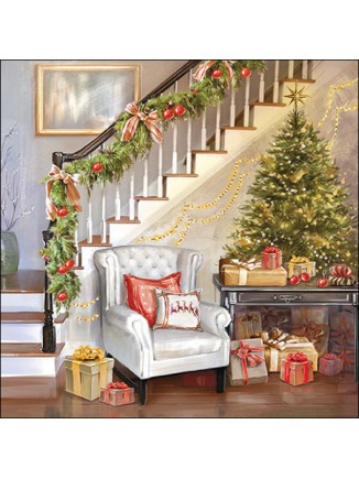 Χαρτοπετσέτα με σχέδιο χριστουγεννιάτικο καθιστικό 33x33cm/τεμάχιο