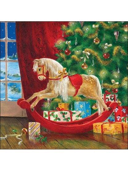 Χαρτοπετσέτα αλογάκι καρουζέλ με χριστουγεννιάτικο δέντρο 25x25cm/τεμάχιο