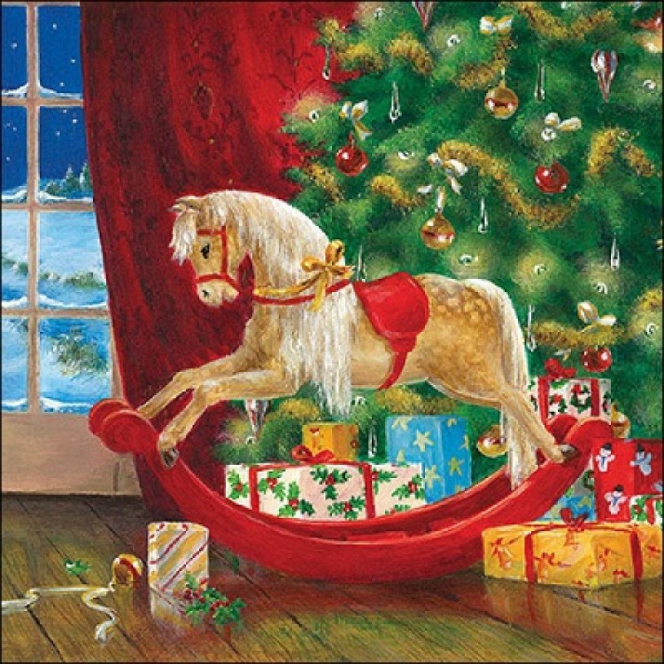 Χαρτοπετσέτα αλογάκι καρουζέλ με χριστουγεννιάτικο δέντρο 25x25cm/τεμάχιο