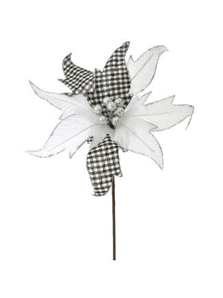 Χριστουγεννιάτικο λουλούδι αλεξανδρινό ασπρόμαυρο καρώ 50cm