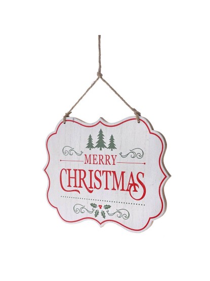Ξύλινη κρεμαστή πινακίδα "Merry Christmas" 23x18x1cm