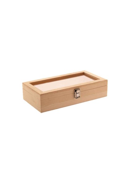 Ξύλινο κουτί με διάφανο καπάκι 30x16x7cm