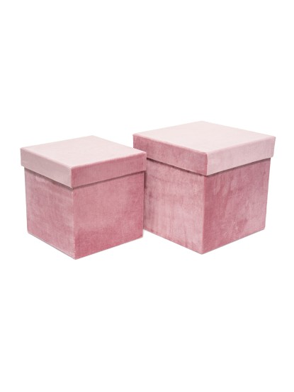 Κουτί τετράγωνο βελούδινο ροζ