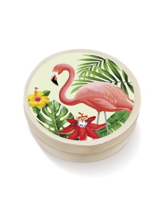 Ξύλινο Στρογγυλό Κουτάκι Flamingo