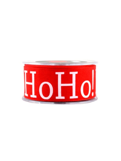 Χριστουγεννιάτικη κορδέλα υφασμάτινη Hohoho 40mm/μέτρο