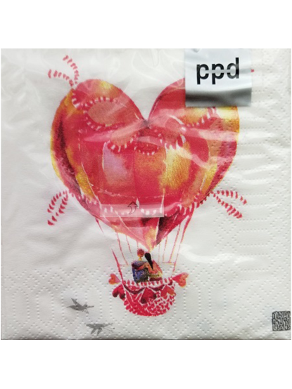 Χαρτοπετσέτα με αερόστατο καρδιά 25x25cm