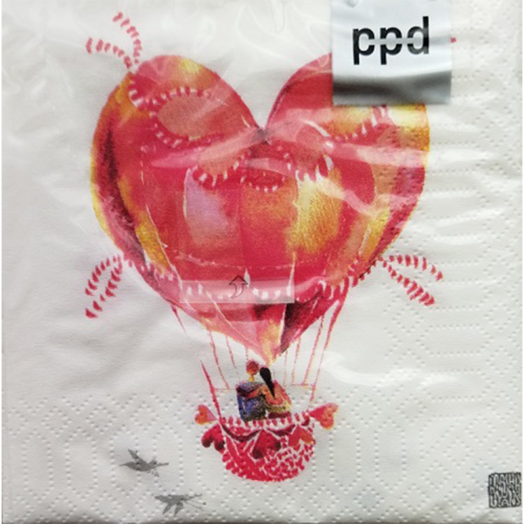 Χαρτοπετσέτα με αερόστατο καρδιά 25x25cm (20τεμ.)