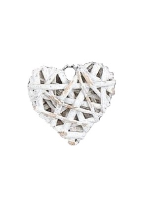 Καρδιά κλαδένια πλεκτή λευκή 5cm