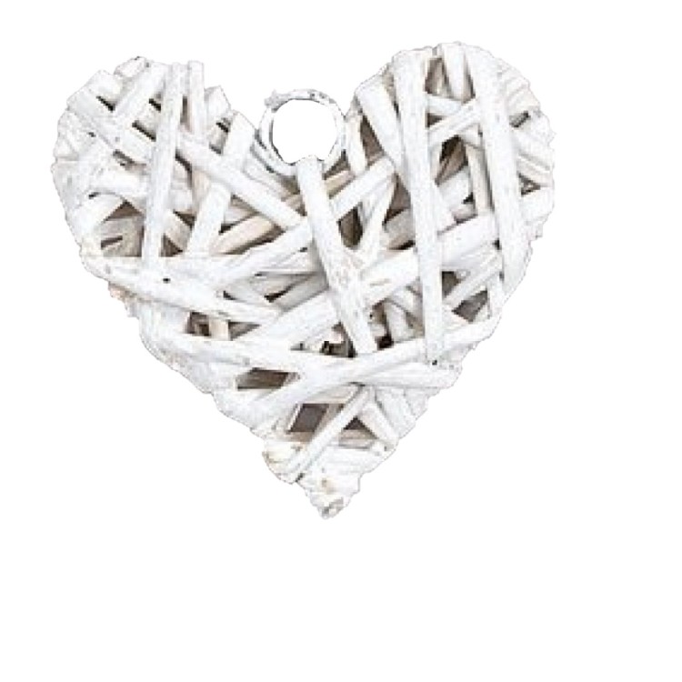 Καρδιά κλαδένια πλεκτή λευκή 7cm