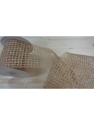 Κορδέλα natural mesh με σύρμα 10cm το μέτρο