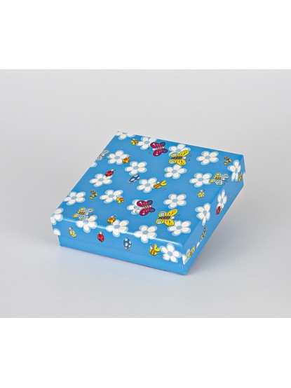 Κουτάκι τετράγωνο πλακέ λουλούδια- μελισσούλες τυρκουάζ