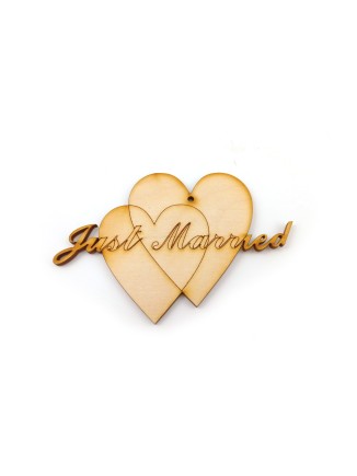 Διπλές καρδιές ξύλινες Just Married