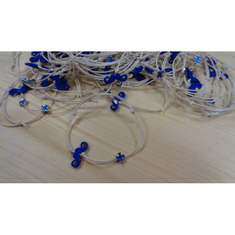 Μαρτυρικά βραχιολάκια με μουστάκι μπλε χρώμα (50τεμ)