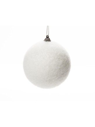 Χριστουγεννιάτικη μπάλα συνθετική χνουδωτή λευκή 15cm