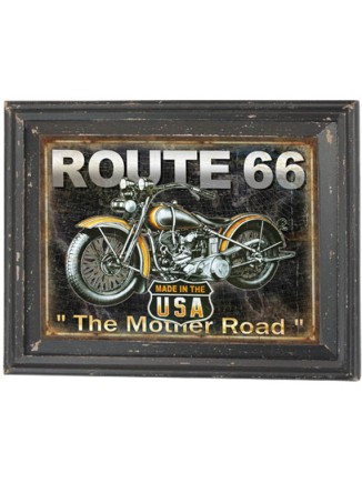 Πίνακας ξύλινος"Route 66" 46cm x 37,5cm