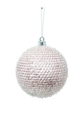 Χριστουγεννιάτικη μπάλα συνθετική ροζ ανοιχτό 10cm 4τεμ.