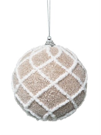 Χριστουγεννιάτικη μπάλα συνθετική μπεζ-λευκό 15cm