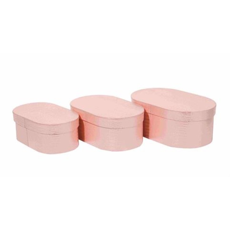 Κουτί χάρτινο οβάλ ροζ γυαλιστερό μεσαίο