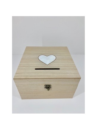 Κουτί ξύλινο ευχών με καρδιά
