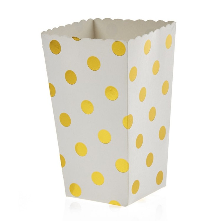 Κουτάκι χάρτινο λευκό-χρυσό πουά 10 τεμάχια