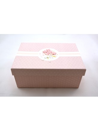 Κουτί χάρτινο πουά με λουλουδάκια μεσαίο ροζ