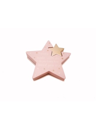 Αστεράκι ξύλινο ροζ "Twinkle twinkle little star"