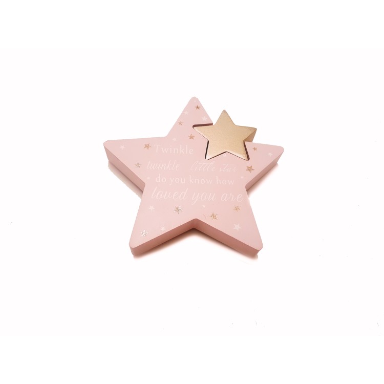 Αστεράκι ξύλινο ροζ Twinkle twinkle little star