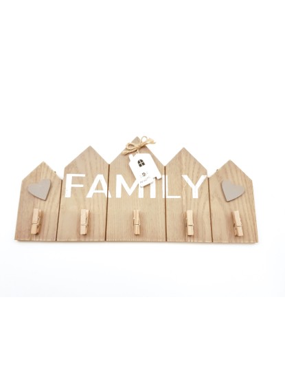 Κρεμάστρα ξύλινη με μανταλάκια Family
