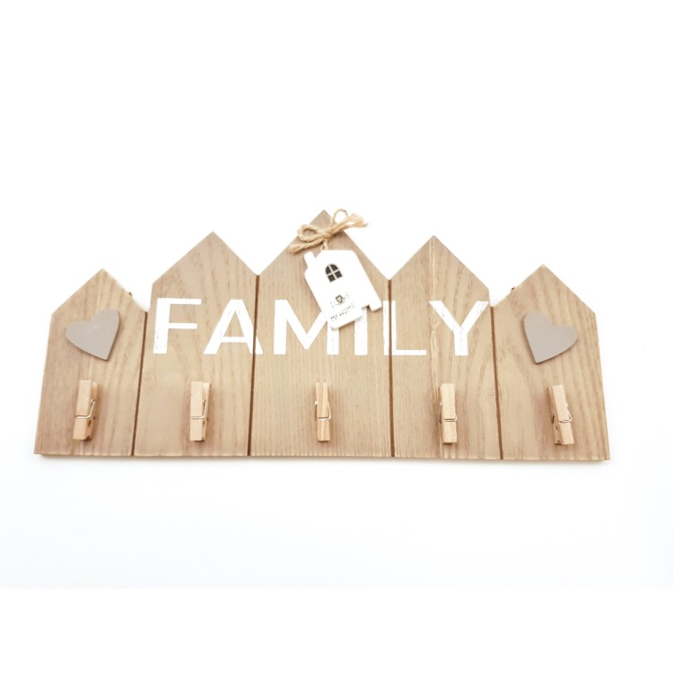 Κρεμάστρα ξύλινη με μανταλάκια Family