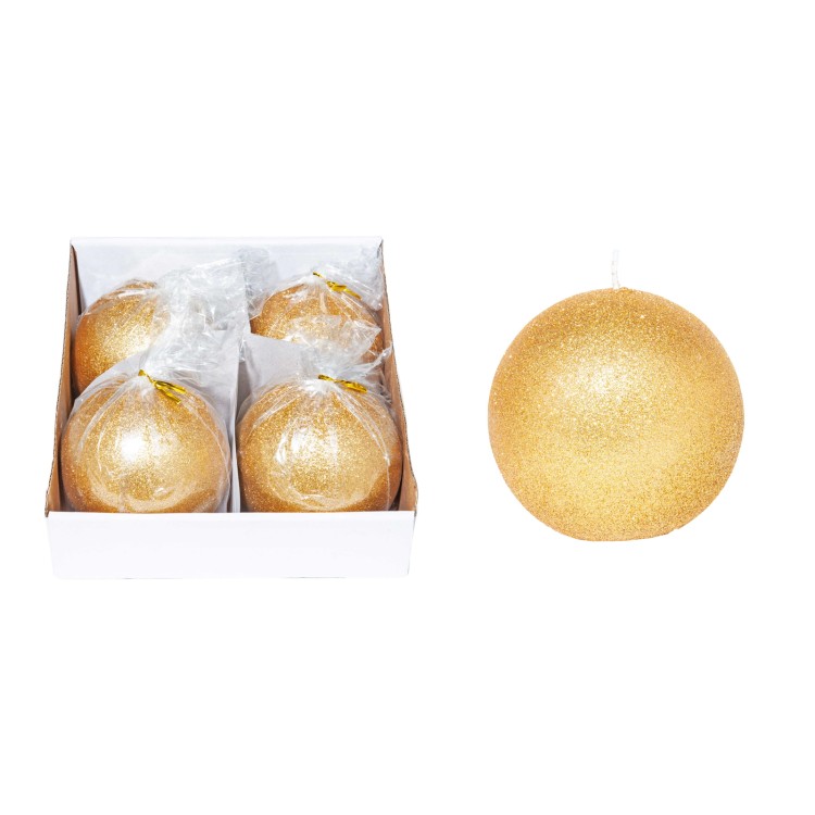 Κερί μπάλα glitter χρυσό 10cm