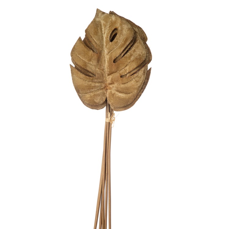 Κλαδί με υφασμάτινα φύλλα μεταλλιζέ 6τεμ 57cm