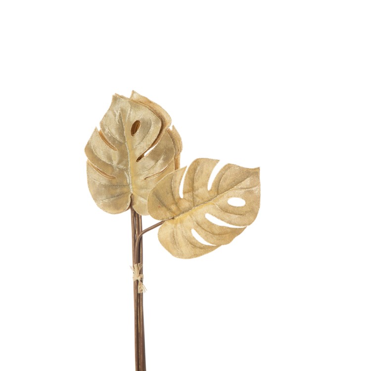 Κλαδί υφασμάτινα φύλλα μεταλλιζέ χρυσό 6τεμ 68cm
