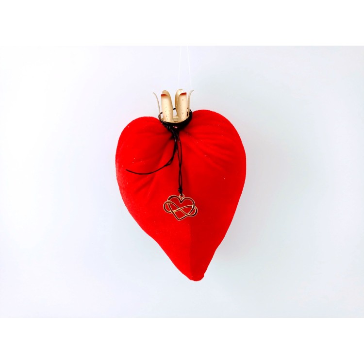 Καρδιά βελούδινη με μεταλλική καρδούλα άπειρο