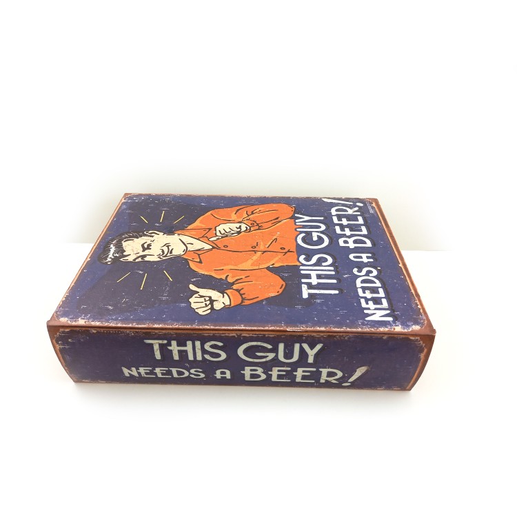 Κουτί βιβλίο ξύλινο "This guy needs a beer"