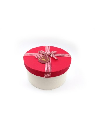 Κουτί χάρτινο στρογγυλό κόκκινο/εκρού με φιόγκο μεσαίο