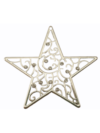 Γούρι αστέρι μεταλλικό ασημί με στραςς